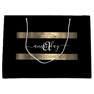 Grand Sac Cadeau Monogramme Nom Black White Gold Luxury Shop