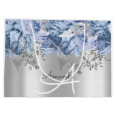 Grand Sac Cadeau Monogramme Nom de la nuptiale Faveur Mariage Bleu  (Dos)