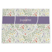 Grand Sac Cadeau Monogramme Nom Fleur Sauvage Boho Lavande Coquelic (Devant)