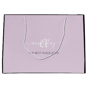 Grand Sac Cadeau Monogramme Nom Lavender Purple Shop Mariage