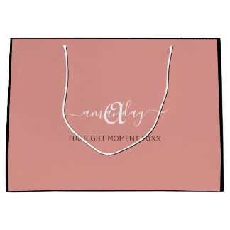 Grand Sac Cadeau Monogramme Nom Rose Blush Shop Mariage Cadeau