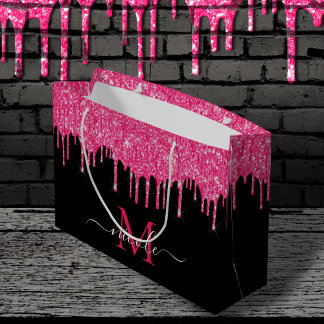 Grand Sac Cadeau Monogramme Parties scintillant de séchage métalliq