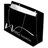 Grand Sac Cadeau Monogramme personnalisé avec nom Cool noir (Devant Angle)