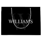 Grand Sac Cadeau Monogramme personnalisé et nom noir (Devant)