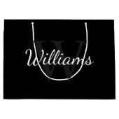Grand Sac Cadeau Monogramme personnalisé et nom noir (Devant)