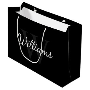 Grand Sac Cadeau Monogramme personnalisé et nom noir