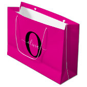 Grand Sac Cadeau Monogramme personnalisé Nom du script rose noir bl (Devant Angle)