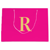 Grand Sac Cadeau Monogramme rose chaud Simple (Devant)