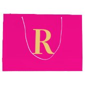 Grand Sac Cadeau Monogramme rose chaud Simple (Dos)