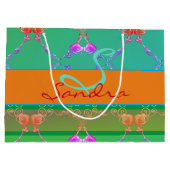 Grand Sac Cadeau Monogramme Rose Coeur Apricot turquoise et mousse (Dos)