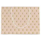 Grand Sac Cadeau Monogramme rose doux minimaliste (Devant)