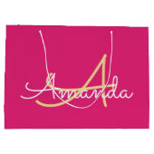 Grand Sac Cadeau Monogramme rose minimum Fête des mariées Favoriser (Dos)