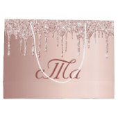 Grand Sac Cadeau Monogramme rose or parties scintillant rose luxueu (Dos)