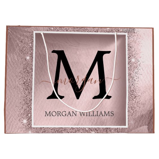 Grand Sac Cadeau Monogramme rose Parties scintillant or (Dos)