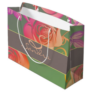 Grand Sac Cadeau Monogramme Rose romantique