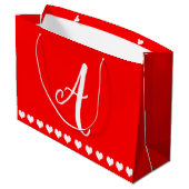 Grand Sac Cadeau Monogramme rouge et blanc initial (Dos Angle)