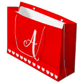 Grand Sac Cadeau Monogramme rouge et blanc initial (Devant Angle)