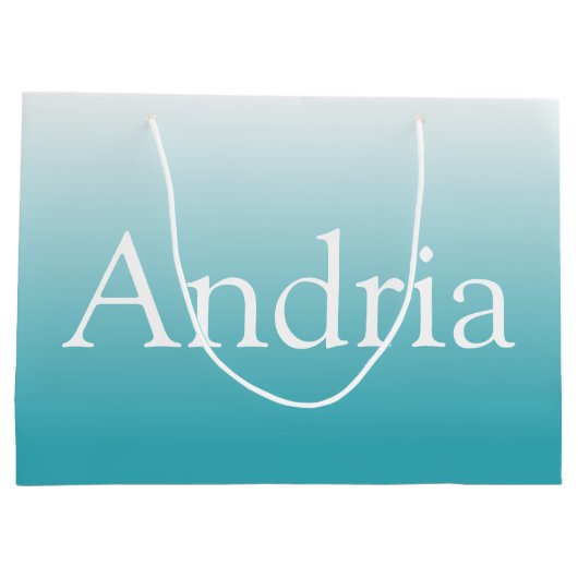Grand Sac Cadeau Monogramme simple | Aqua Ombre (Dos)