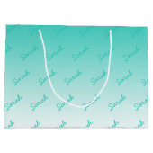 Grand Sac Cadeau Monogramme simple | Aqua Ombre Large (Dos)