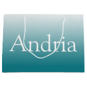 Grand Sac Cadeau Monogramme simple | Editable Blue Green Ombre (Devant)