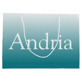 Grand Sac Cadeau Monogramme simple | Editable Blue Green Ombre (Dos)