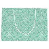 Grand Sac Cadeau Monogramme vert de menthe élégant avec nom (Dos)