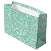 Grand Sac Cadeau Monogramme vert de menthe élégant avec nom (Dos Angle)