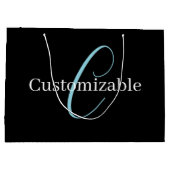 Grand Sac Cadeau Monographie de script cursive modifiable noir bleu (Dos)