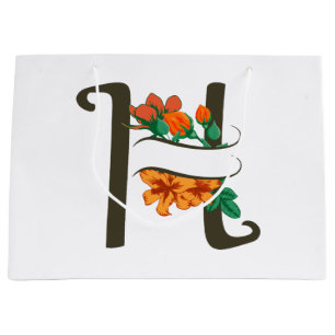 Grand Sac Cadeau Monographie florale H lettre majuscule