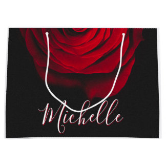 Grand Sac Cadeau Monographie personnalisée rouge rose vintage photo