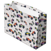 Grand Sac Cadeau Monster Trucks Colorée Motif de course (Dos Angle)