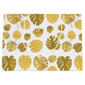 Grand Sac Cadeau Monstère d'or moderne Feuille Tropical Motif (Devant)