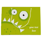 Grand Sac Cadeau Monstre vert effrayant drôle fâché grincheux (Devant)