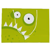 Grand Sac Cadeau Monstre vert effrayant drôle fâché grincheux (Dos)