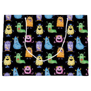 Grand Sac Cadeau Monstres mignons colorés