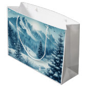 Grand Sac Cadeau Montagne d'hiver de neige (Dos Angle)