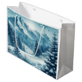 Grand Sac Cadeau Montagne d'hiver de neige (Devant Angle)