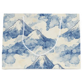 Grand Sac Cadeau Montagnes enneigées bleu blanc équilibrées (Devant)