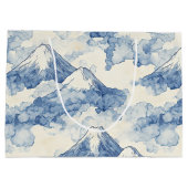 Grand Sac Cadeau Montagnes enneigées bleu blanc équilibrées (Dos)