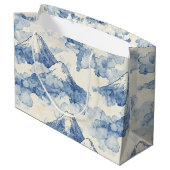 Grand Sac Cadeau Montagnes enneigées bleu blanc équilibrées (Dos Angle)