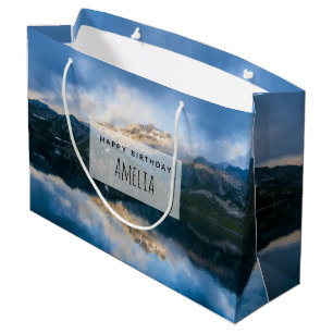 Grand Sac Cadeau Montagnes et lac Pittoresque Nature Photo Annivers