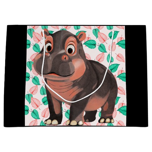 Grand Sac Cadeau Moo Deng Hippo (Devant)