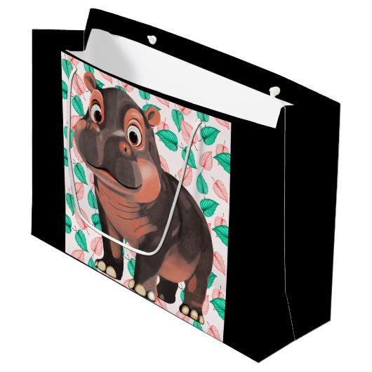 Grand Sac Cadeau Moo Deng Hippo (Devant Angle)