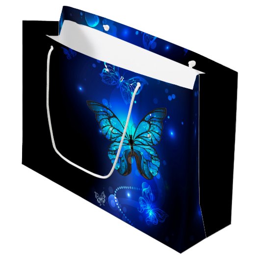 Grand Sac Cadeau Morpho Butterfly in the Dark Background (Devant Angle)