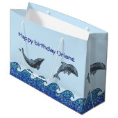 Grand Sac Cadeau mosaïque de dauphin (Devant Angle)