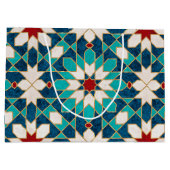 Grand Sac Cadeau Mosaïque marocaine de marbre blanc Turquoise bleu  (Dos)