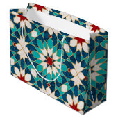 Grand Sac Cadeau Mosaïque marocaine de marbre blanc Turquoise bleu  (Dos Angle)