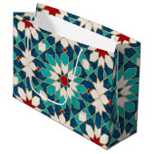 Grand Sac Cadeau Mosaïque marocaine de marbre blanc Turquoise bleu  (Devant Angle)