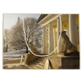 Grand Sac Cadeau Moscou. Hiver. sculpture de lions. (Devant)