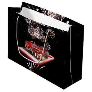 Grand Sac Cadeau Moteur D'Incendie Avec Pompiers,